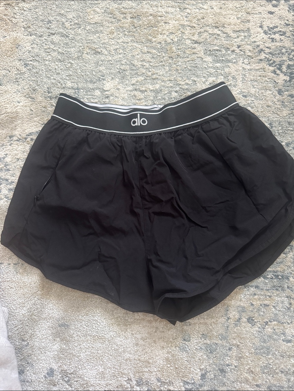 ALO Yoga Women's Black Athletic Shorts with Elastic Logo Waistband